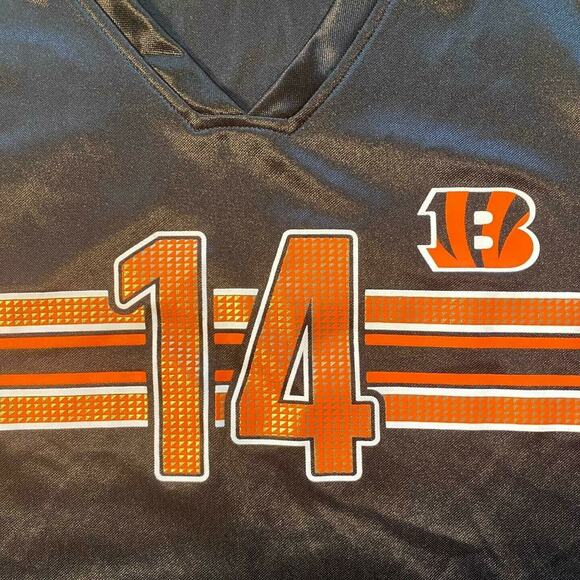 Cincinnati Bengals Football Jersey Girl's Youth XL Shiny Black Orange #14 - Picture 3 of 7